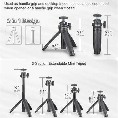 Mini treppiede per fotocamera piccolo Vlogging treppiede da viaggio 360 ° testa a sfera supporto da scrivania per Canon g7x per Sony Zv1 Webcam Smartphone